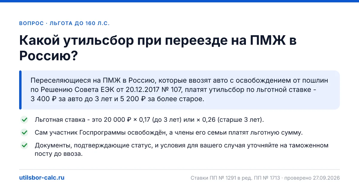 Утильсбор при переезде на ПМЖ в Россию