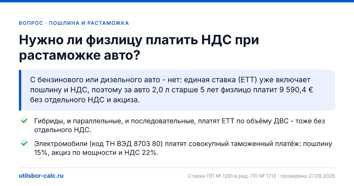 НДС при растаможке авто физлицом: платить или нет