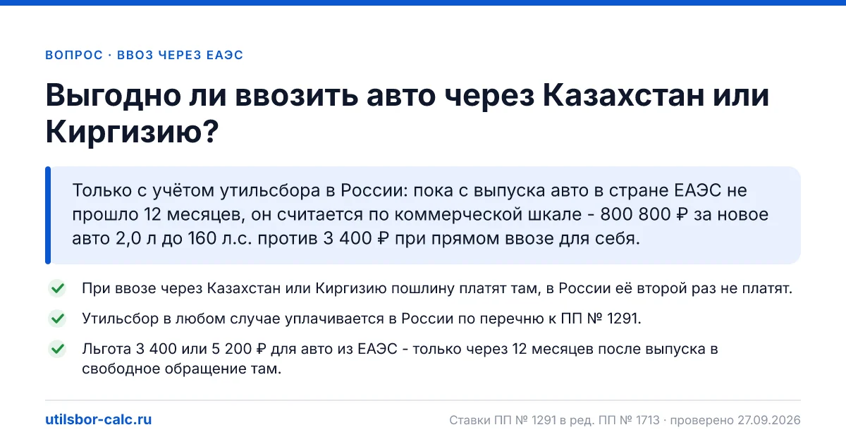 Выгодно ли ввозить авто через Казахстан или Киргизию в 2026 году